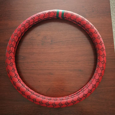 Steering Wheel Cover Linen 38cm All Season Red linen cool straight steering wheel cover In Australia - Darrahopens