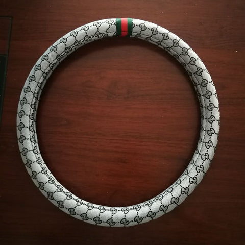 Steering Wheel Cover Linen 38cm All Season Gray linen cool straight steering wheel cover