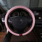Steering Wheel Cover Linen 38cm All Season Coffee brown linen cool straight stripe steering wheel cover
