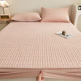 Washed Cotton Quilted Fitted Sheet Diamond 135x200cm