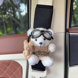 Plush Shoulder Pad Safety Belt Protector Xueyi White bear (coffee gray sweater) and black shoulder pads No specifications In Australia - Darrahopens