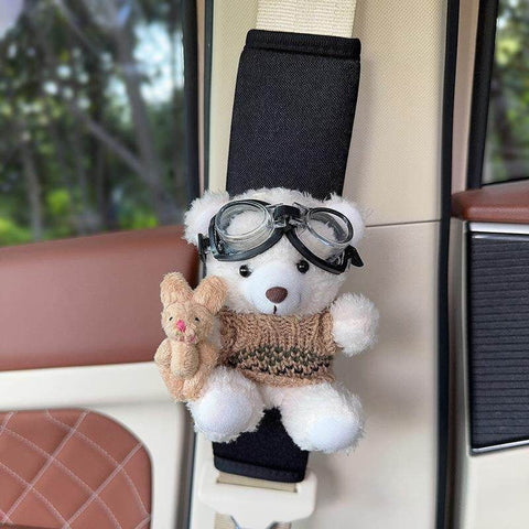 Plush Shoulder Pad Safety Belt Protector Xueyi White bear (coffee gray sweater) and black shoulder pads No specifications In Australia - Darrahopens