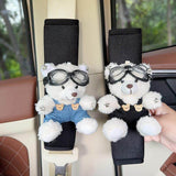 Plush Shoulder Pad Safety Belt Protector Xueyi White bear (coffee gray sweater) and black shoulder pads No specifications In Australia - Darrahopens