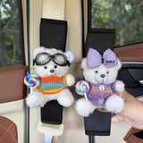 Plush Shoulder Pad Safety Belt Protector Xueyi White bear (coffee gray sweater) and black shoulder pads No specifications In Australia - Darrahopens