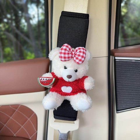 Plush Shoulder Pad Safety Belt Protector Xueyi White bear (watermelon red sweater) and black shoulder pads No specifications In Australia - Darrahopens