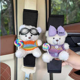 Plush Shoulder Pad Safety Belt Protector Xueyi White bear (colorful sweater lollipop) + white bear (lollipop No specifications In Australia - Darrahopens
