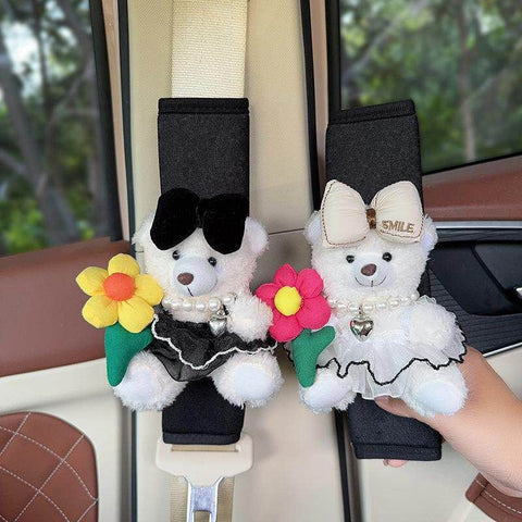 Plush Shoulder Pad Safety Belt Protector Xueyi White bear (sunflower black wedding dress) + white bear (sunflower No specifications In Australia - Darrahopens
