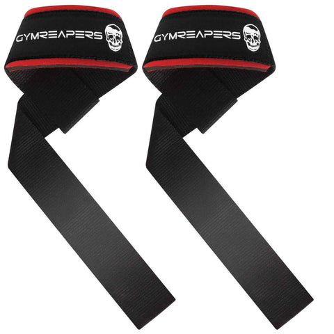 Deadlift Wrist Lifting Straps 2Pc Neoprene Cushion Black and Red In Australia - Darrahopens