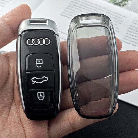 Transparent TPU Key Case for Audi A6L A3L A7L A8L A3. Type d-transparent black [single key cover] In Australia - Darrahopens