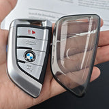 Bmw 5 Series Key Cover Tpu Transparent Blade 530Li 525Li Type a - transparent black [shell + ring rope buckle] In Australia - Darrahopens