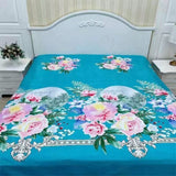 Duo Duo Quilt Cover Set Twill Geometric Pattern Azure blue floral 2.0x 2.2 m sheets