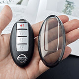 Nissan Key Shell TPU for Sylphy Teana Qashqai. Type a - transparent black [single key cover]