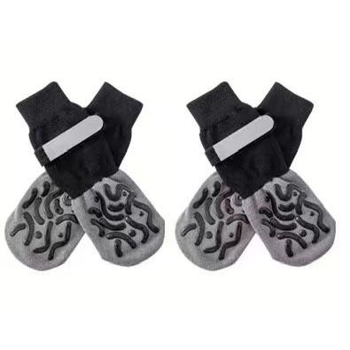 Dog Socks Anti Slip Geometric Black Luminous Cotton Anti-slip socks-geometric black-luminous belt [opp bag] M medium-sized sole is about 6.5*16cm [recommended 2 In Australia - Darrahopens