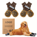 Dog Socks Anti Slip Geometric Black Luminous Cotton Anti-slip socks-geometric yellow-luminous belt [high-end storage bag] L large sole about 7.5*18cm [recommended within 15-20kg pieces] [pack of four] In Australia - Darrahopens