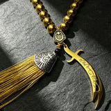 Black Stone Car Keychain Tassel Silver