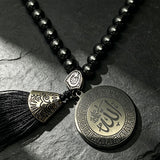 Black Obsidian Beads Tassels Keychain Car Decor