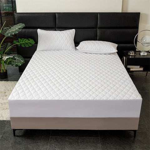 Waterproof Quilted Fitted Sheet Solid Color Toddler Milk white 1.5*2m single fitted sheet In Australia - Darrahopens