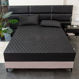 Waterproof Quilted Fitted Sheet Solid Color Toddler Classic black 2.0*2.2m single fitted sheet In Australia - Darrahopens