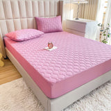 Waterproof Quilted Fitted Sheet Solid Color Toddler Red bean paste 2.0*2.2m single fitted sheet In Australia - Darrahopens