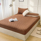 Waterproof Quilted Fitted Sheet Solid Color Toddler Dark coffee 1.2*2m single fitted sheet In Australia - Darrahopens