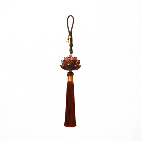 Tang Diao Car Ornament Wood Lotus Pendant [rosewood lotus] single tassel [car hanging + exquisite gift box] In Australia - Darrahopens