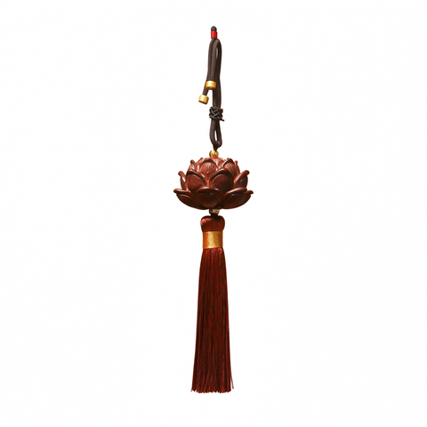 Tang Diao Car Ornament Wood Lotus Pendant [rosewood lotus] single tassel Car hanger [packed in ordinary carton] In Australia - Darrahopens