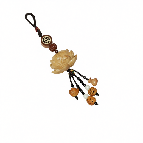 Tang Diao Car Ornament Wood Lotus Pendant [baywood lotus] pendant style [car hanging + exquisite gift box] In Australia - Darrahopens