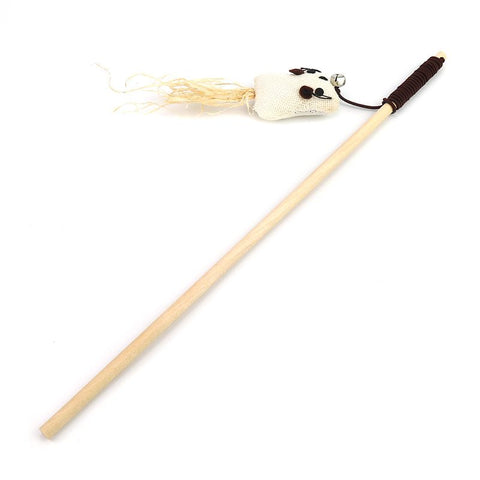 Wooden Cat Teaser Stick Water Drop Pet Feather Mouse Wooden pole xiaohaibao As shown in the figure