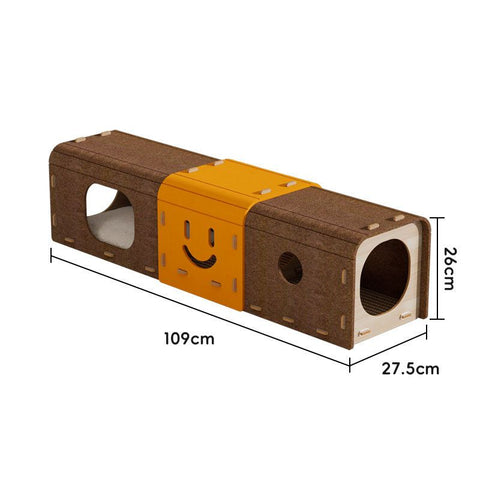 Felt Cat Tunnel Nest Double Layer with Scratching Board Smiley tunnel In stock