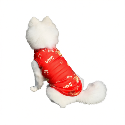 Winter Dog Vest Polyester Fleece Lined Cartoon Print Get rich [plus velvet and thickening] 8xl: chest 97cm, back length 60cm [recommended 34.5-44kg]