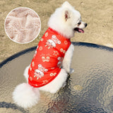 Winter Dog Vest Polyester Fleece Lined Cartoon Print Prosperous wealth [plus velvet and thickening] Xs bust 30cm, back length 20cm [recommended 0.5-1.0kg ]