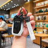 Kia Key Cover Fragrant Car Island H3 Gradient Black Standard H3 key gradient black and white single pack + black leather cord clasp In Australia - Darrahopens