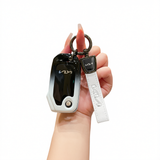 Kia Key Cover Fragrant Car Island H3 Gradient Black Standard H4 key gradient black and white single pack + white leather cord clasp In Australia - Darrahopens