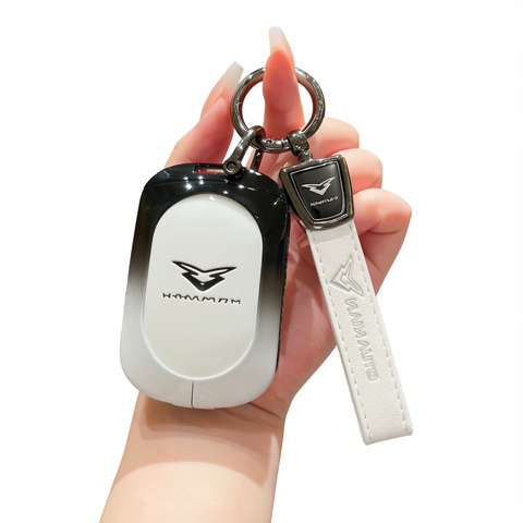 Kaiyi Kunlun Car Key Cover Gradient Black White Standard C style gradient black and white single bag + white leather rope buckle In Australia - Darrahopens