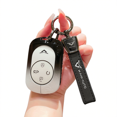 Kaiyi Kunlun Car Key Cover Gradient Black White Standard C style gradient black and white single bag + black leather rope buckle In Australia - Darrahopens
