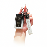 Toyota Key Case Gradient Black White Fragrant Car Island Standard M style gradient black and white single bag + white leather rope buckle In Australia - Darrahopens