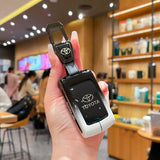 Toyota Key Case Gradient Black White Fragrant Car Island Standard M style gradient black and white single bag + white leather rope buckle In Australia - Darrahopens