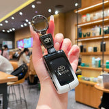 Toyota Key Case Gradient Black White Fragrant Car Island Standard M style gradient black and white single bag + white leather rope buckle In Australia - Darrahopens