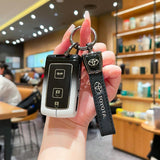 Toyota Key Case Gradient Black White Fragrant Car Island Standard M style gradient black and white single bag + white leather rope buckle In Australia - Darrahopens