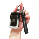 Toyota Key Case Gradient Black White Fragrant Car Island Standard M style gradient black and white single bag + black leather rope buckle In Australia - Darrahopens