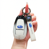 Leading xuan Subaru Key Case Zinc Alloy Standard Gradient black and white single bag + white leather rope buckle In Australia - Darrahopens
