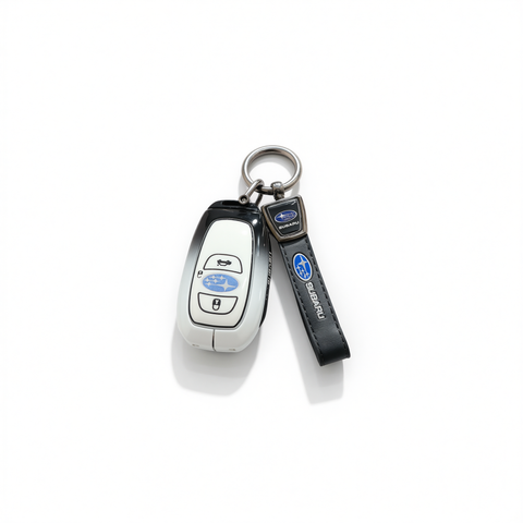 Leading xuan Subaru Key Case Zinc Alloy Standard Gradient black and white single bag + black leather rope buckle In Australia - Darrahopens
