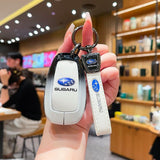Leading xuan Subaru Key Case Zinc Alloy Standard Gradient black and white single bag + black leather rope buckle In Australia - Darrahopens