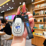 Leading xuan Subaru Key Case Zinc Alloy Standard Gradient black and white single bag + black leather rope buckle In Australia - Darrahopens