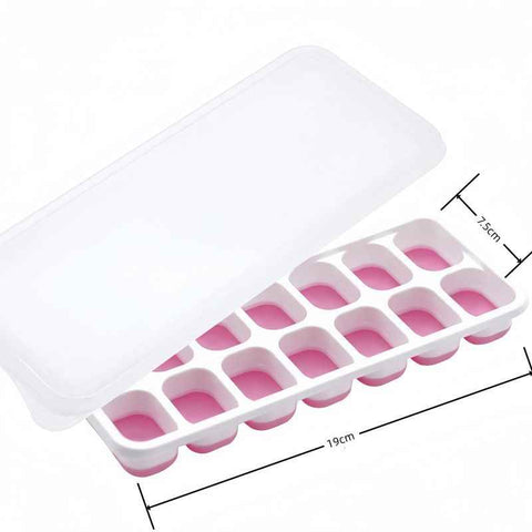 14 Cube Silicone Ice Tray with Lid Pink Set In Australia - Darrahopens