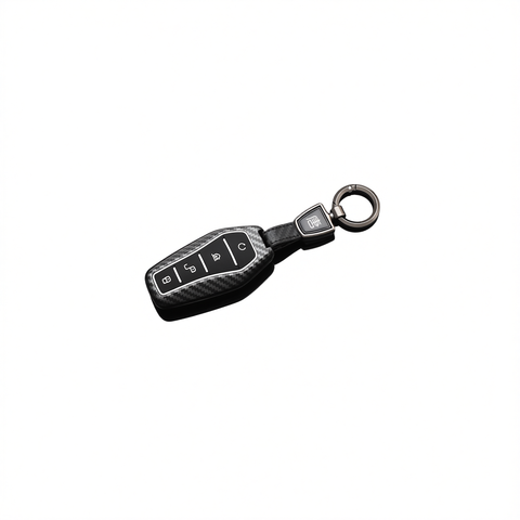 Fragrant Car Island Key Cover for BYD Tang Dmi. Bagged Model b 4-button [carbon fiber black] round car logo buckle In Australia - Darrahopens