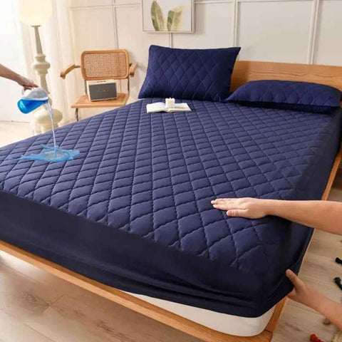 Waterproof Brushed Polyester Fitted Sheet Mattress Dark blue 120*200cm [single fitted sheet] In Australia - Darrahopens