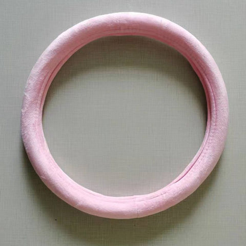 Short Plush Steering Wheel Cover 38cm Pink short plush steering wheel cover