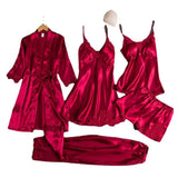 Butterfly Women Sleepwear Set Polyester Long Sleeve Champagne M