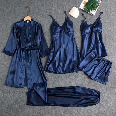 Butterfly Women Sleepwear Set Polyester Long Sleeve Navy Blue M In Australia - Darrahopens